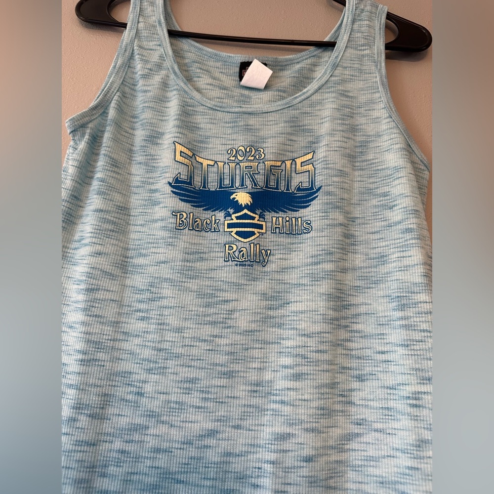 ❤️Harley-Davidson Light Blue Sleeveless Top - Picture 3 of 6